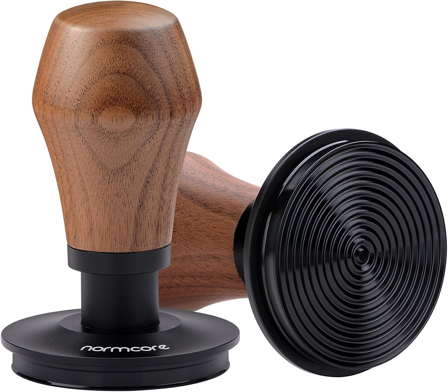Normcore 58mm Espresso Coffee Tamper V4.1 Upgraded, Spring Loaded Tamper Fits 58mm Portafilters, Titanium PVD Coating Ripple Base, Genuine American Walnut Handle