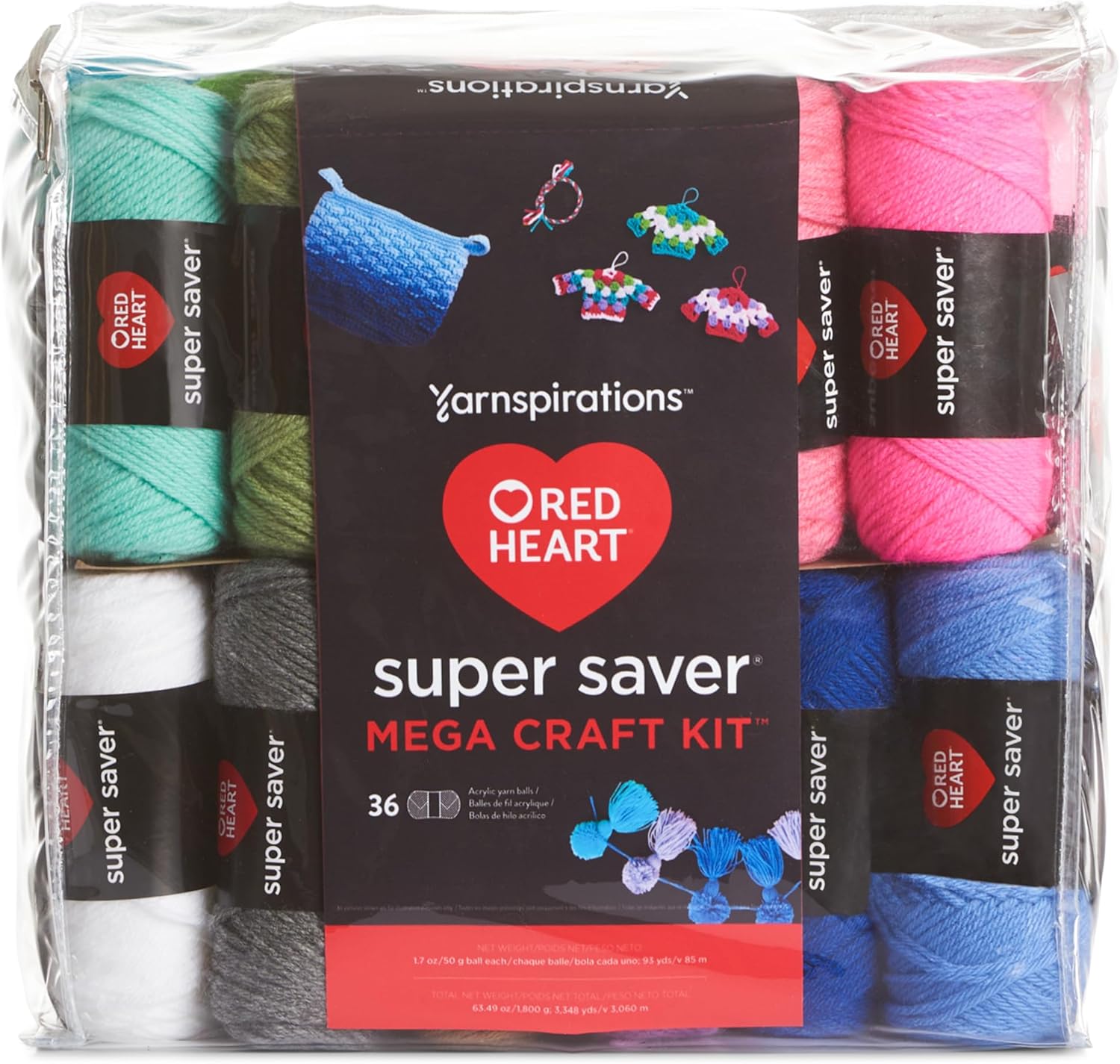Red Heart Super Saver Mega Yarn Craft Kit for Crochet & Knitting & Amigurumi Projects