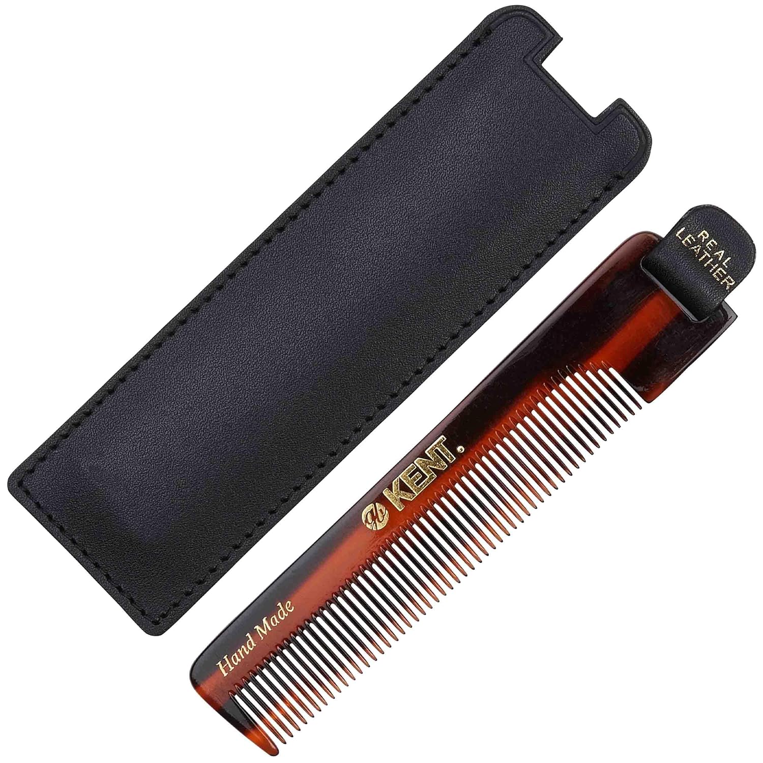 Kent NU22 Handmade All Fine Tooth Pocket Comb for Men, Women and Kids, Hair Comb Straightener for Everyday Grooming Styling Hair, Beard and Mustache, Saw Cut and Hand Polished, Made in England