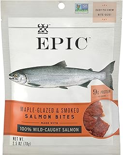 Epic Jerky Bites, 100% Wild Caught, Alaskan Salmon, Maple with Coconut Oil, 2.5 ounce