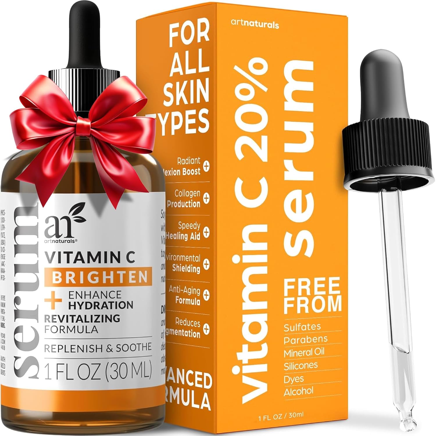 artnaturals Anti-Aging Vitamin C Serum - (1 Fl Oz / 30ml) - with Hyaluronic Acid and Vit E - Wrinkle Repairs Dark Circles, Fades Age Spots and Sun Damage - Enhanced 20% Vitamin C