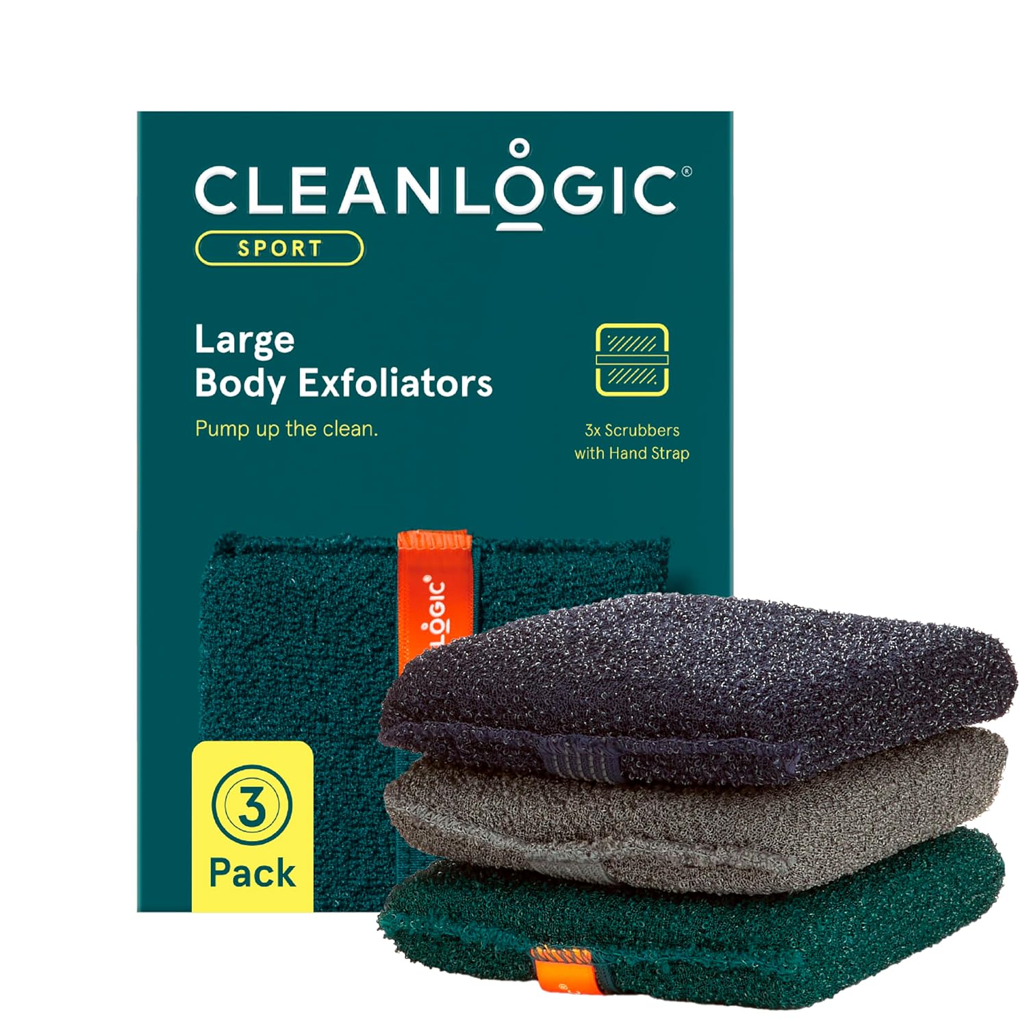 Cleanlogic Sport Exfoliating Body Scrubber - Large Exfoliator - 3 Count