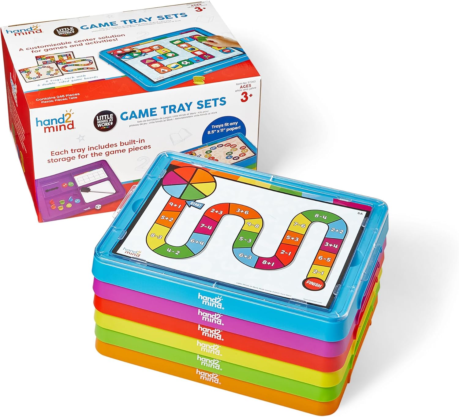 hand2mind Little Minds at Work Game Tray Set by Tara West, Includes Reading & Math Preschool Learning Activities, Science of Reading Manipulatives, Math Games for Kids, Teacher Supplies for Classroom