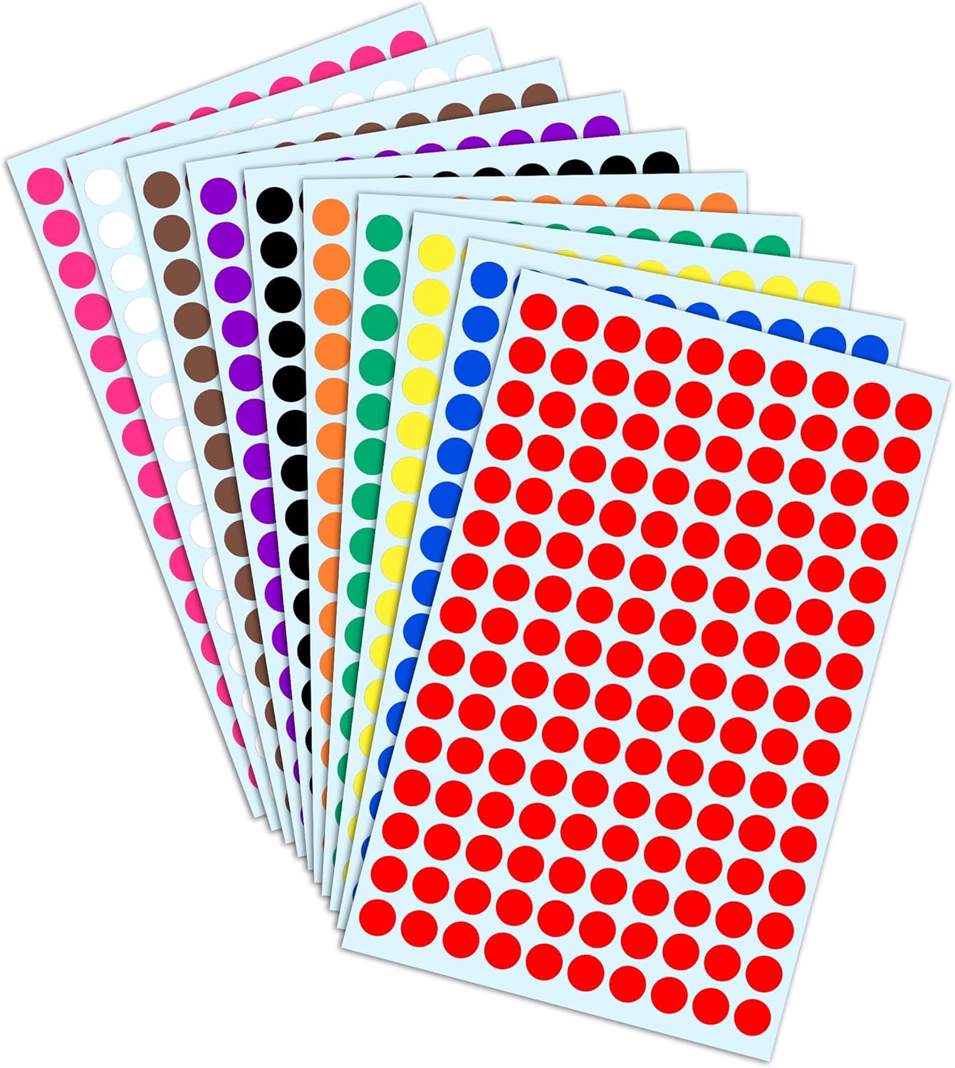 3000 Pack - 10mm Coloured Dot Stickers Sticky Labels - 10 Colours