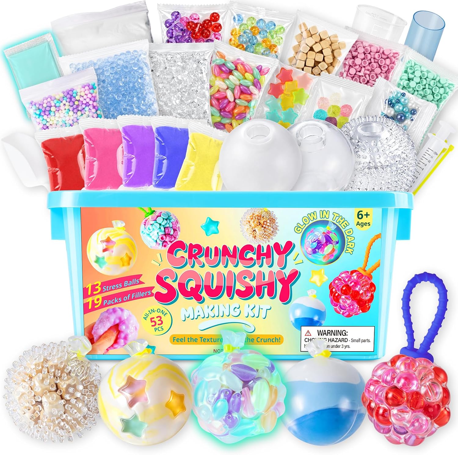 53PCS Squishy Making Kit Glow in the Dark Stress Ball Squishy Maker