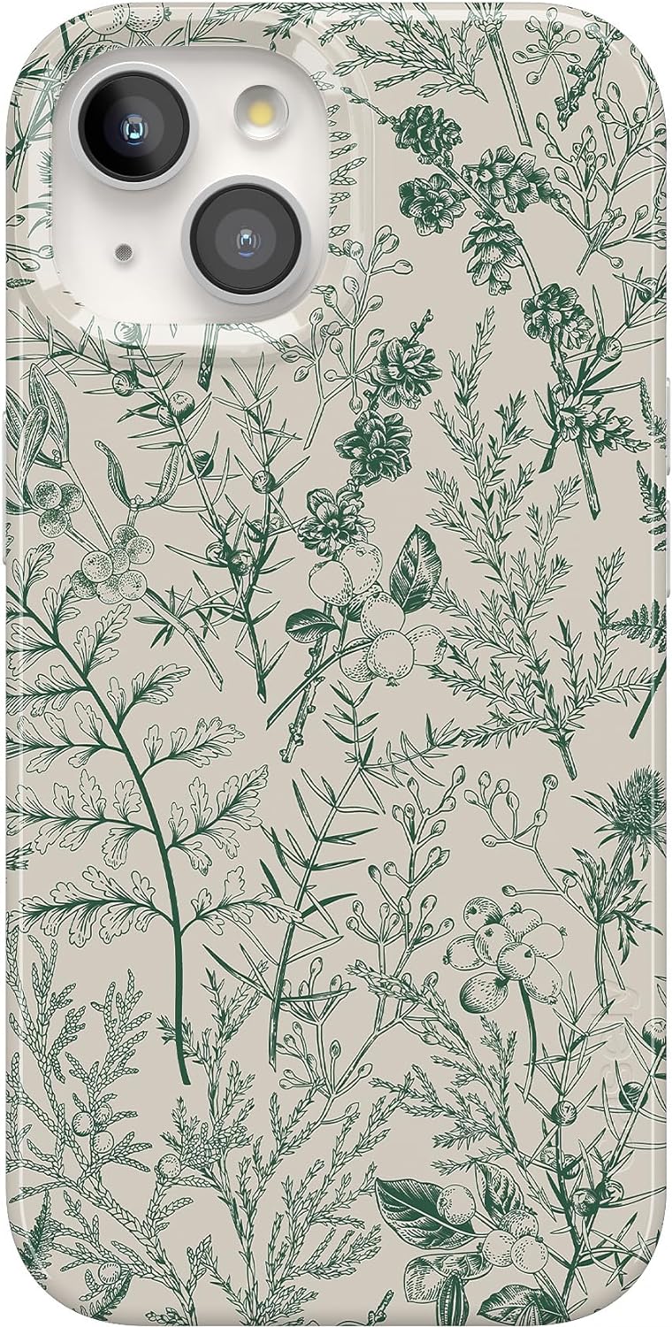 Casely iPhone 15 Case | Sage Garden | Green Floral | Classic Slim Design | Compatible with MagSafe