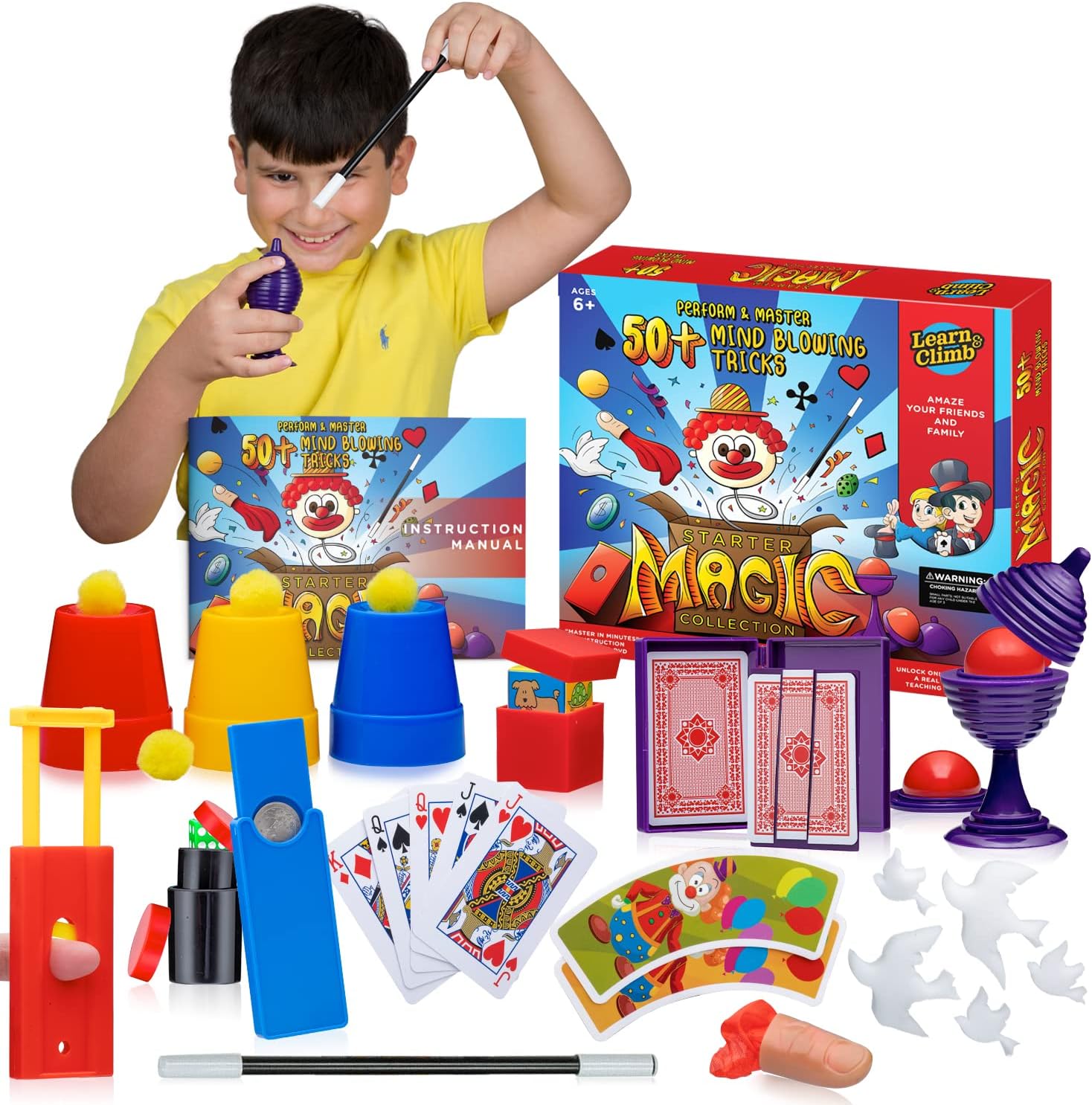 Learn & Climb Beginner Magic Kit for Kids Ages 4-8: Perform 50+ Amazing Tricks