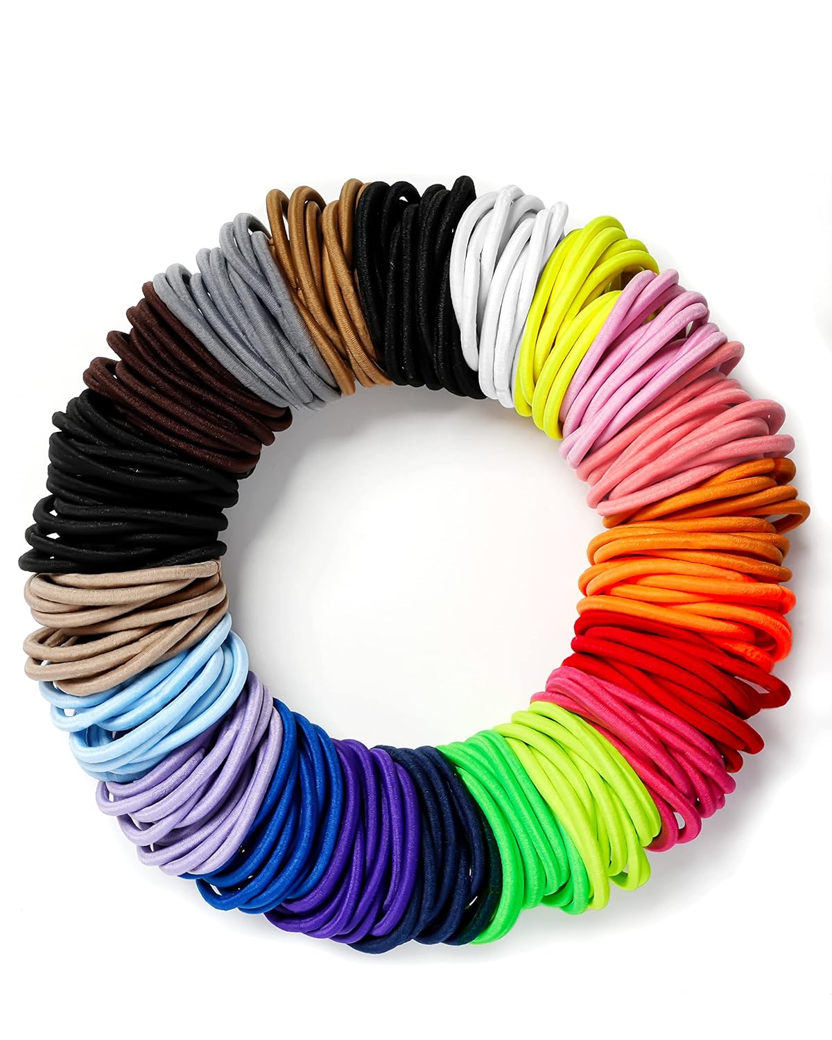 203 Pieces Hair Ties No Damage, 4MM Hair Bands, 20 Colors Elastic Hair Ties for Thick Hair, Medium Size Ponytail Holders for Women and Girls