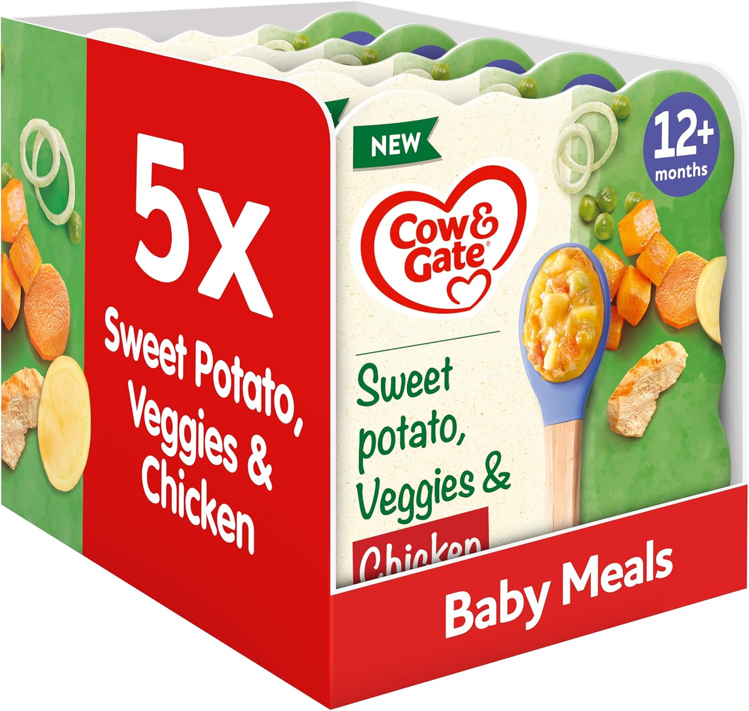 Cow & Gate Sweet Potato Vegetable & Chicken Baby Food Meal, 12+ Months, 230g (Pack of 5)