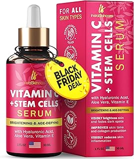 InstaSkincare Vitamin C Serum for Face and Eyes with Hyaluronic Acid and Vitamin E - Anti Aging, Even Skin Tone -Pure Vitamin C Serum 1 Oz
