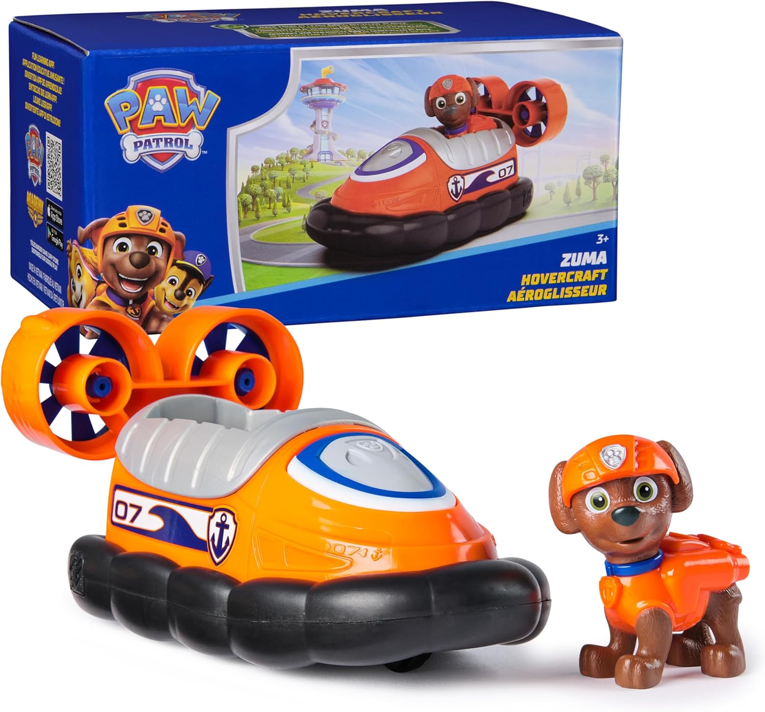 PAW Patrol, Zuma’s Hovercraft, Toy Vehicle with Collectible Action Figure, Sustainably Minded Kids Toys for Boys & Girls Ages 3 and Up