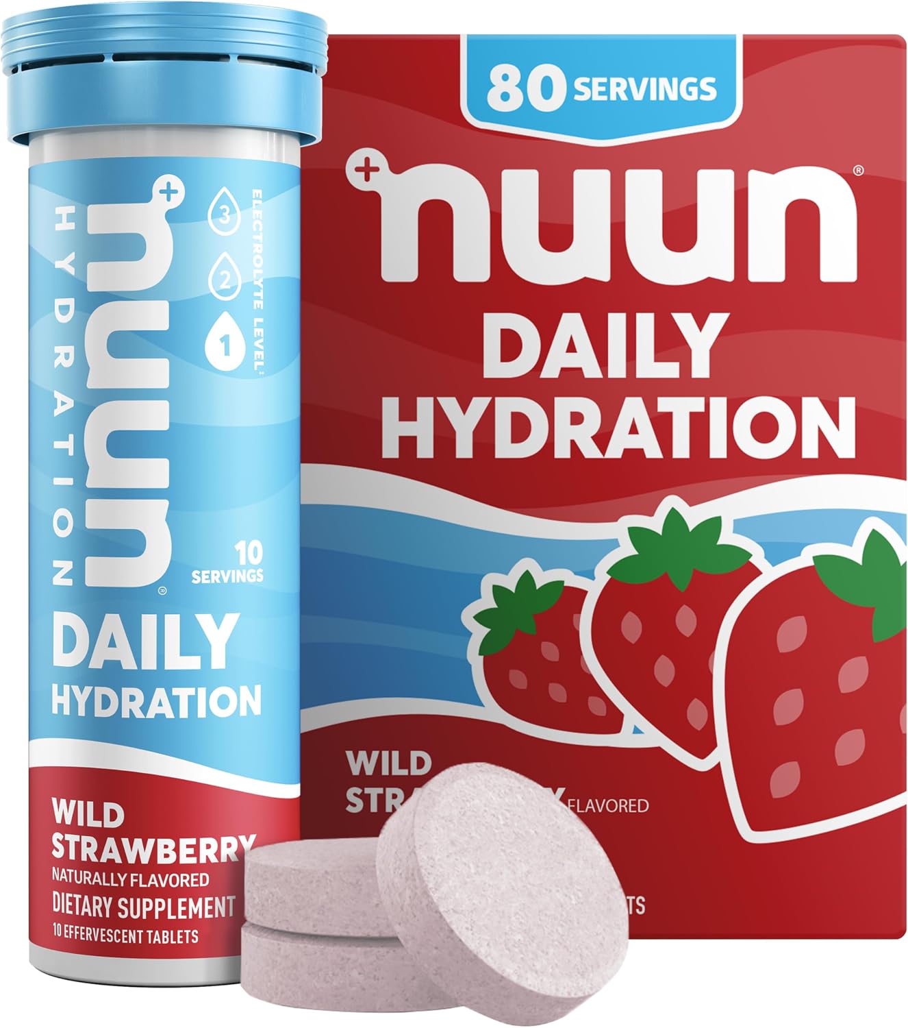 Nuun, Daily Wild Strawberry 8 Count Box, 10 Count
