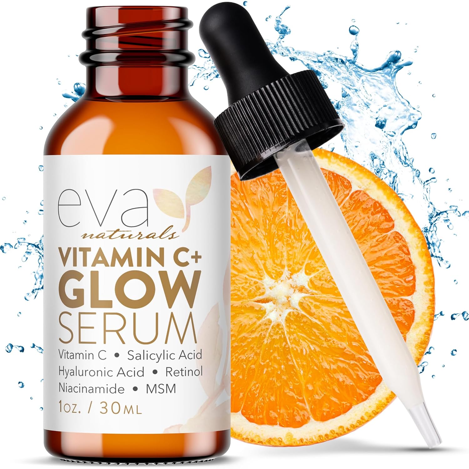 Eva Naturals Vitamin C Face Serum With Hyaluronic Acid - Anti Aging Serum - Reduce Dark Spots, Acne & Wrinkles - Retinol, Niacinamide & Salicylic Acid, Brightening Skin Serum for Glowing Skin