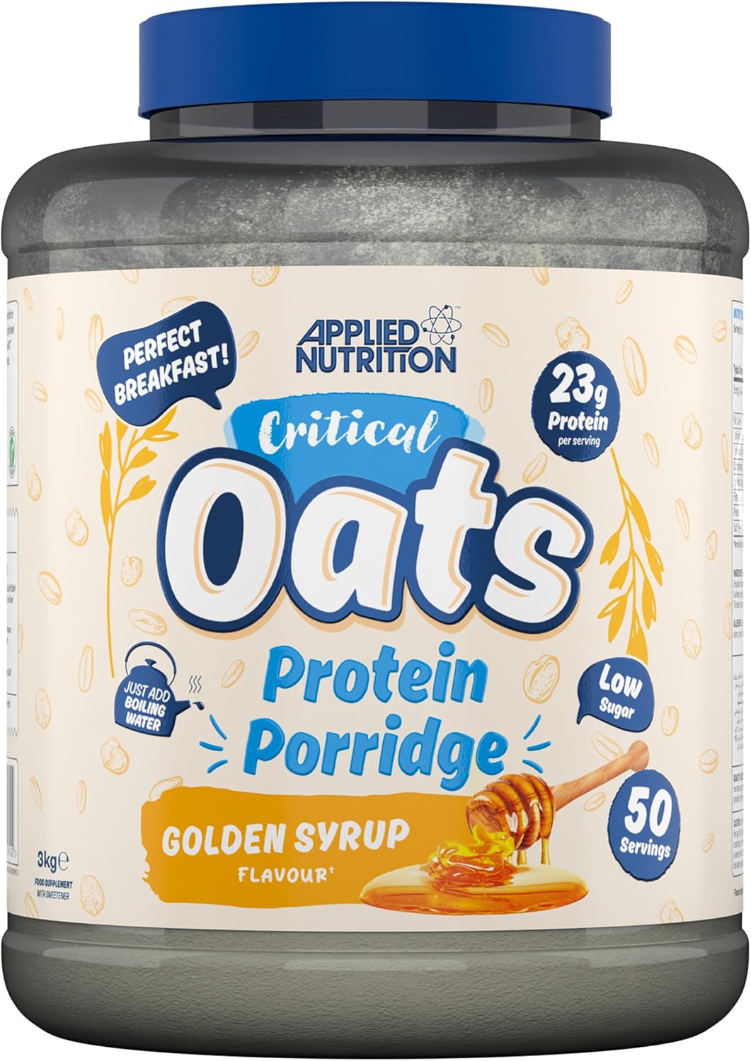Applied Nutrition Critical Oats - Protein Oats, Porridge With ISO-XP Whey Protein Isolate, Healthy Breakfast and High Protein Snack (3kg - 50 Servings) (Golden Syrup)