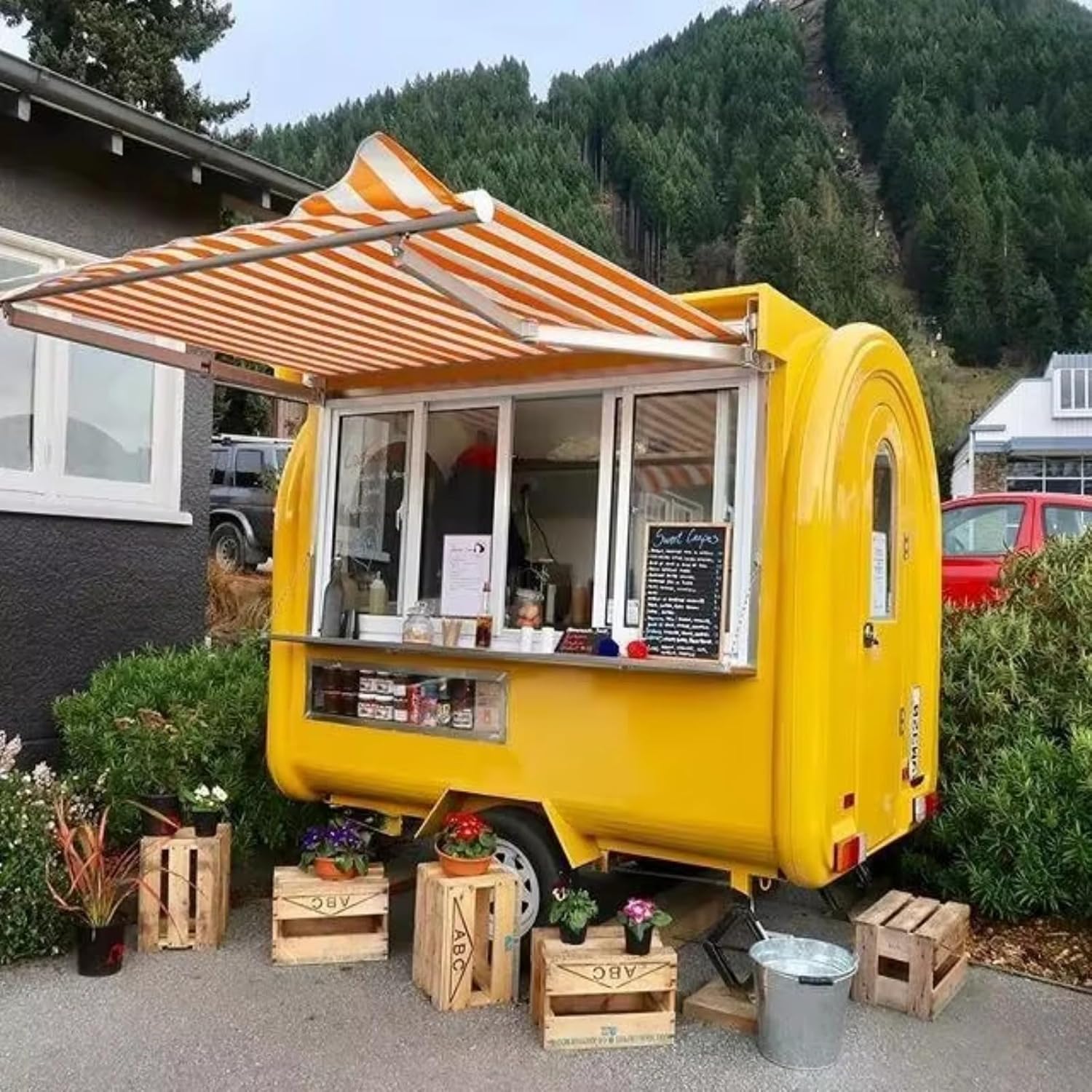 Custom Outdoor Kitchen Food Trailer with Fryers, Grill, and Refrigeration – Perfect for Coffee Bars, Dessert Service, BBQ Vendors, Ice Cream Carts, and Community Catering Events