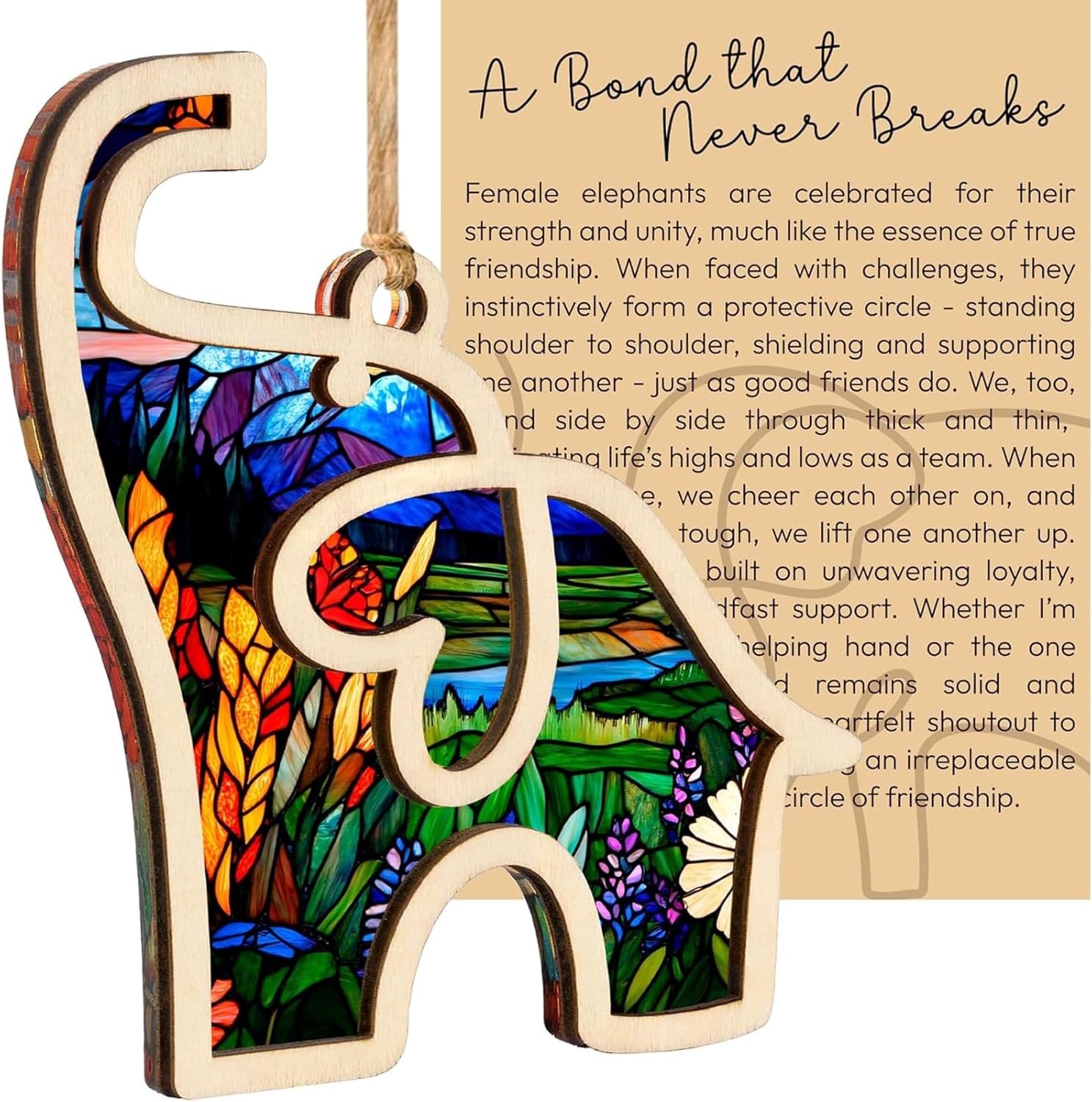 Friendship Gifts for Women, Friendship Elephant Festival Ornament With Story Card, for Colleagues Easter Ornaments Keepsake Gift for Birthday Office Bedroom Accessories Decoration