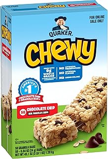 Quaker Chewy Granola Bars, Chocolate Chip, 58 Count - Packaging May Vary