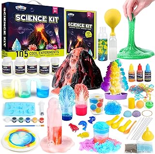 BenBen Science Kit for Kids, 105 Science Lab Experiments, STEM Project Educational Toy with Volcano Erupting, Crystal Growing, Chemistry and Physics Set Toy, Boys Girls Birthday Gift Ideas