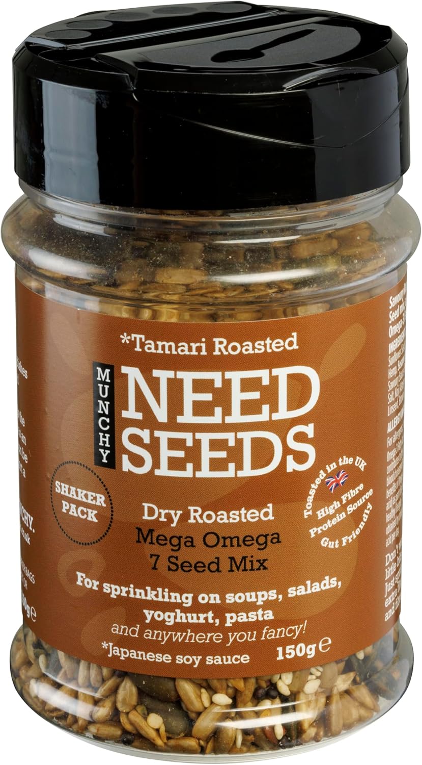 MUNCHY SEEDS Lightly Toasted Tamari 150g Savory Nutty Seed Mix for Topping Salads, Stir-Fries and Noodles, Gluten-Free, High in Protein and Fiber Vegan Convenient Shaker Flavorful Snack or Ingredient