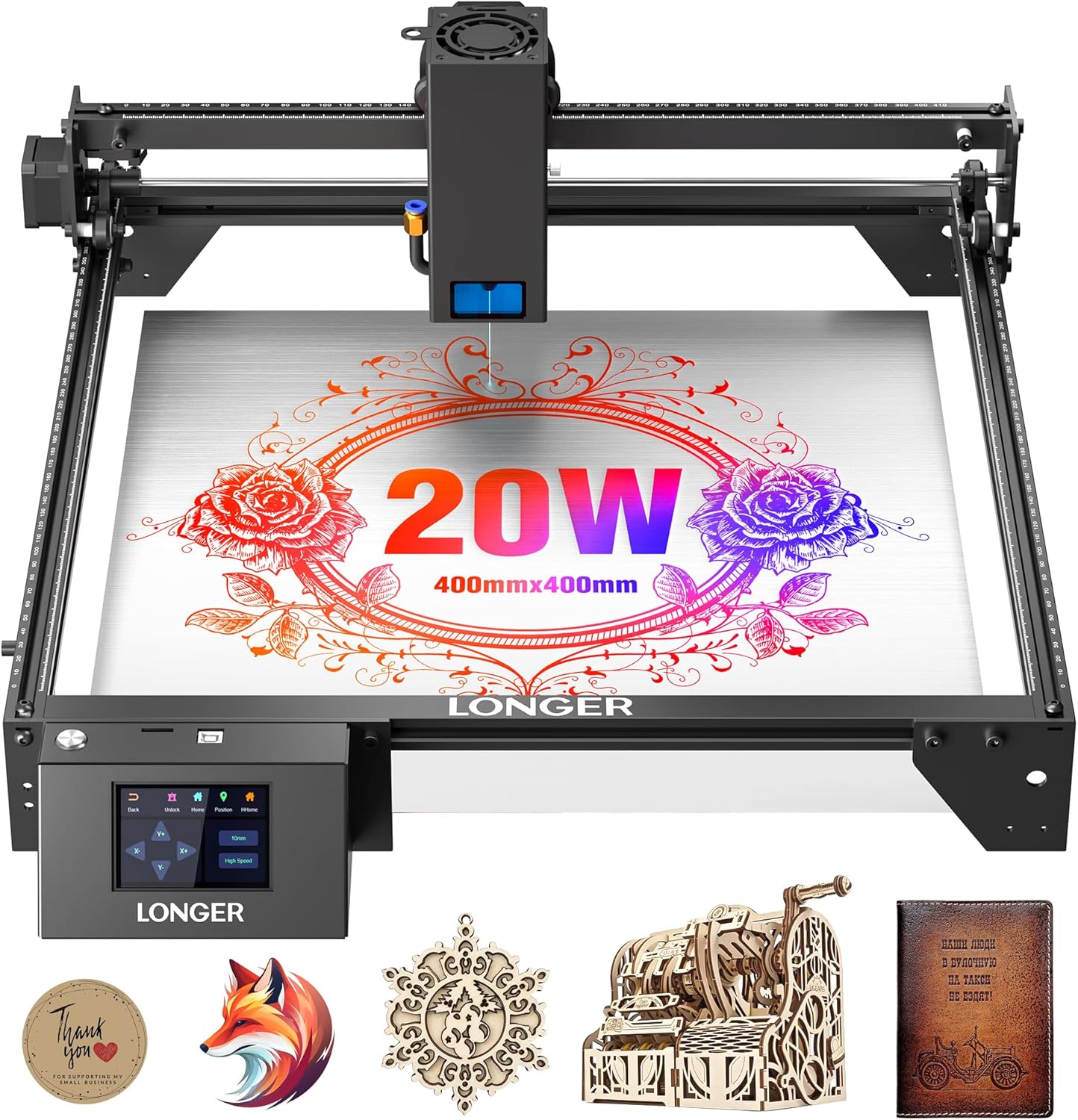 LONGER RAY5 Laser Engraver 20000mW Laser Cutter 130W CNC Laser Cutter with 3.5"Touch Screen Laser Engraving Machine DIY Engraver Tool for Metal Glass Wood Leather Laser Class ii
