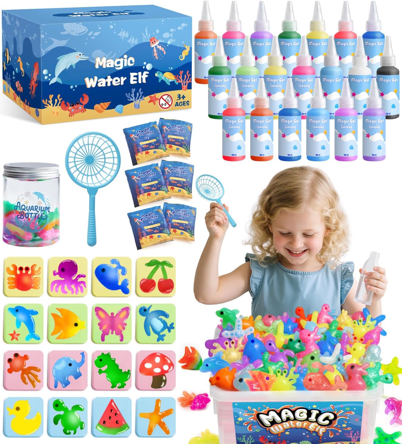 Mirasphere Magic Water Elf Kit - Aqua Fairy Water Gel Kit for Kids - DIY Squishy Maker - Arts and Crafts Kits for Kids Activities - 6 7 8 9 10 Year Old Girls Boys Birthday Gift