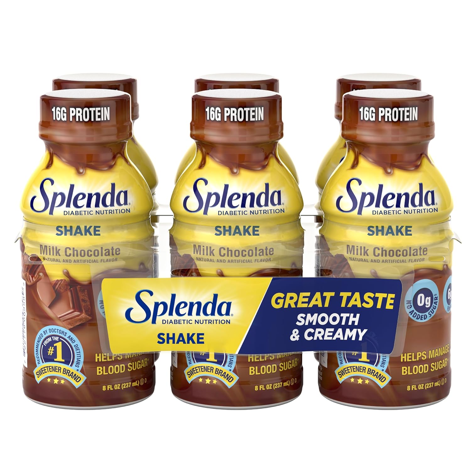 SPLENDA Diabetes Care Shakes - Meal Replacement Shake, 8 Fluid Ounces Per Bottle (Milk Chocolate, 6 Pack)