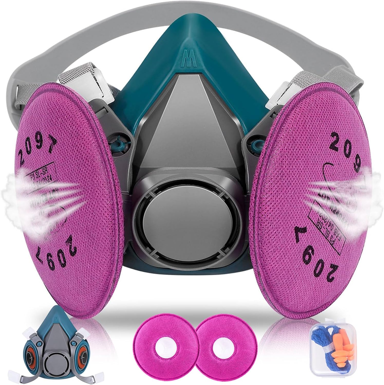 Respirator Mask with Filters, Reusable Respirator Mask for Chemical, Painting, Epoxy Resin, Woodworking