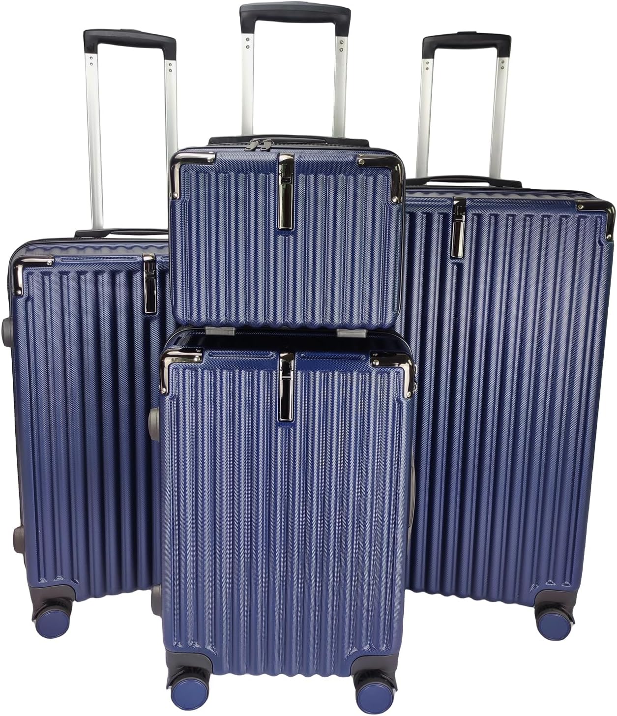 GOODS EMPORIUM Suitcase Set - Cabin Suitcase - Large Medium Small Size Lightweight Suitcases 4 Wheel & Hard Shell - Hand Luggage Bag Flight Carry-ons Travel Cabin Bags (Navy Blue, Set of 4)