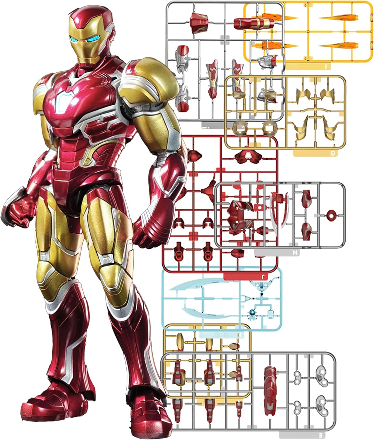 BLOKEES Model Kits Champion Class Marvel Infinity Saga Iron Man Mark LXXXV DX - Model Kit - Assembly Required - No Tools - No Paint - No Glue - No Cutting - Age 14+