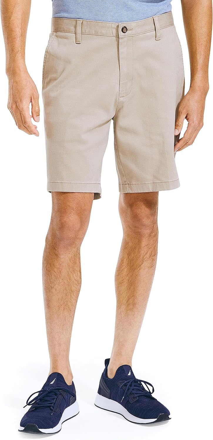 Nautica Men's Classic Fit Flat Front Stretch Solid Chino 8.5" Deck Shorts