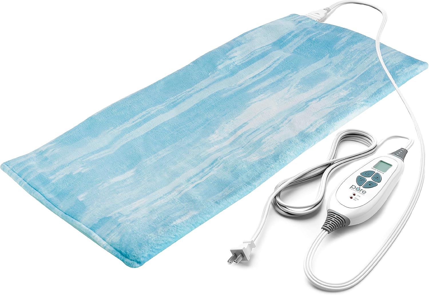Pure Enrichment PureRelief Luxe Micromink Electric Heating Pad (12”x24”), 6 InstaHeat Settings, Ultra-Soft, Machine-Washable, Auto Shut-Off - for Temporary Pain Relief (Aqua Paint Designer Print)