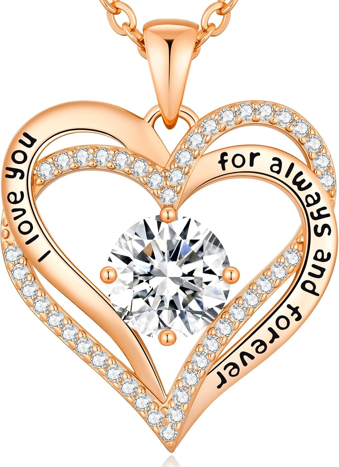 CDE Necklaces for Women Birthstone Pendant, Sterling Silver Love Heart Rose Gold Jewellery Gifts for Mum Her Wife Girlfriend Anniversary Birthday Mothers Day