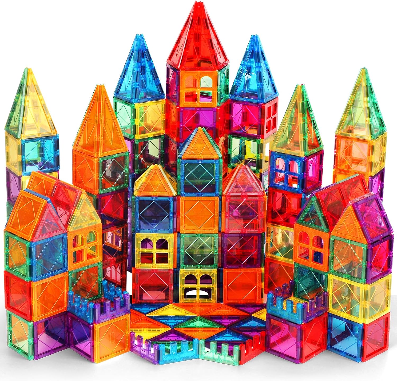 100PCS Magnetic Tiles Kids Toys - Magnetic Building Blocks STEM Magnet Building Set Preschool Learning for Kids Ages 3-8, Sensory Montessori Toys for Boys and Girls