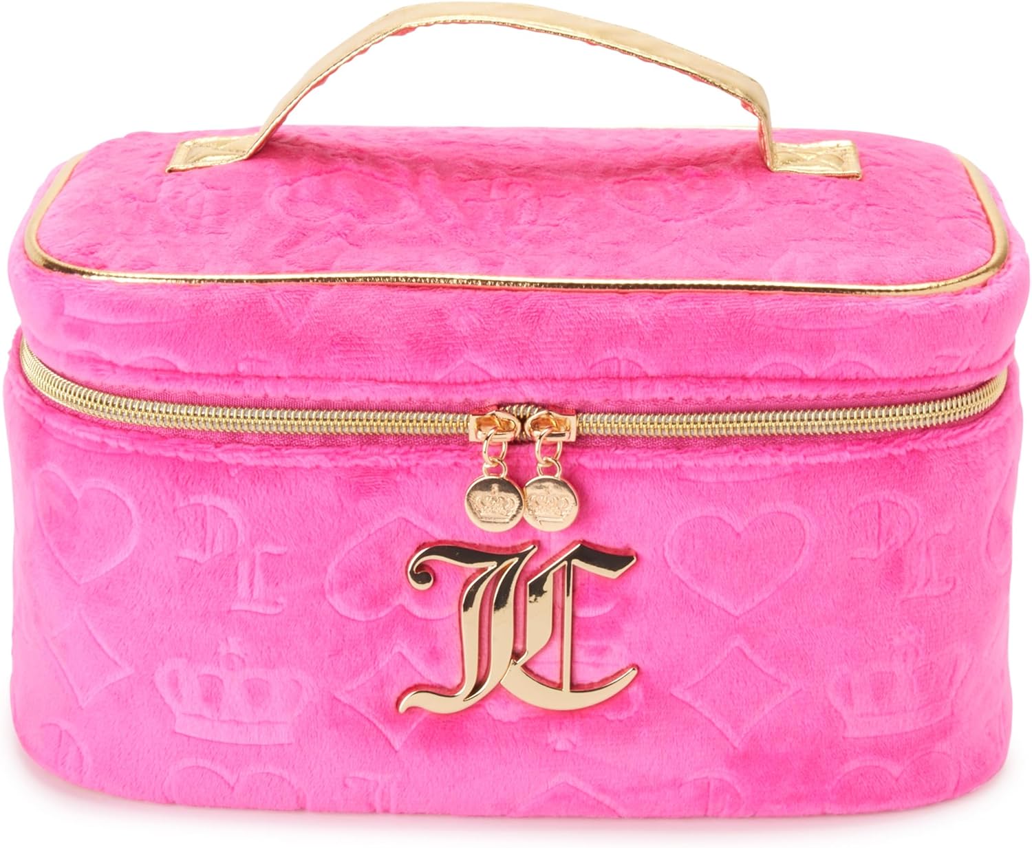 Juicy Couture Women's Cosmetics Bag - Travel Makeup and Toiletries Train Case Organizer, Size One Size, Pink Terry