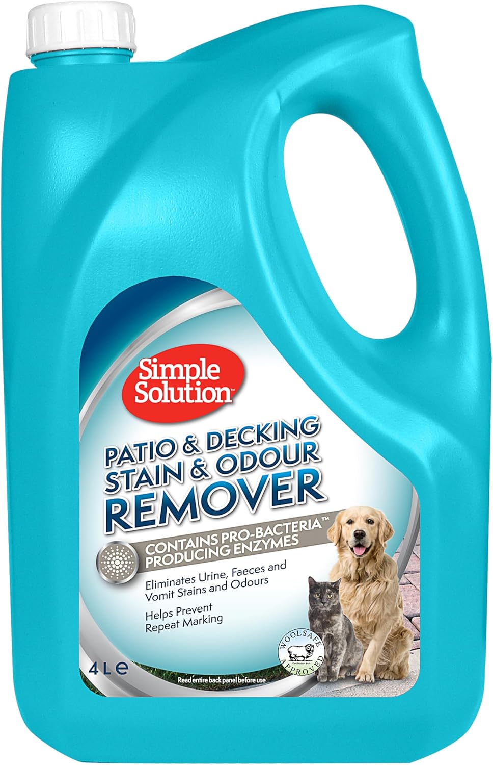 Simple Solution Patio & Decking Pet Stain and Odour Remover, Enzymatic Cleaner with Pro-Bacteria Cleaning Power - 4 Litre