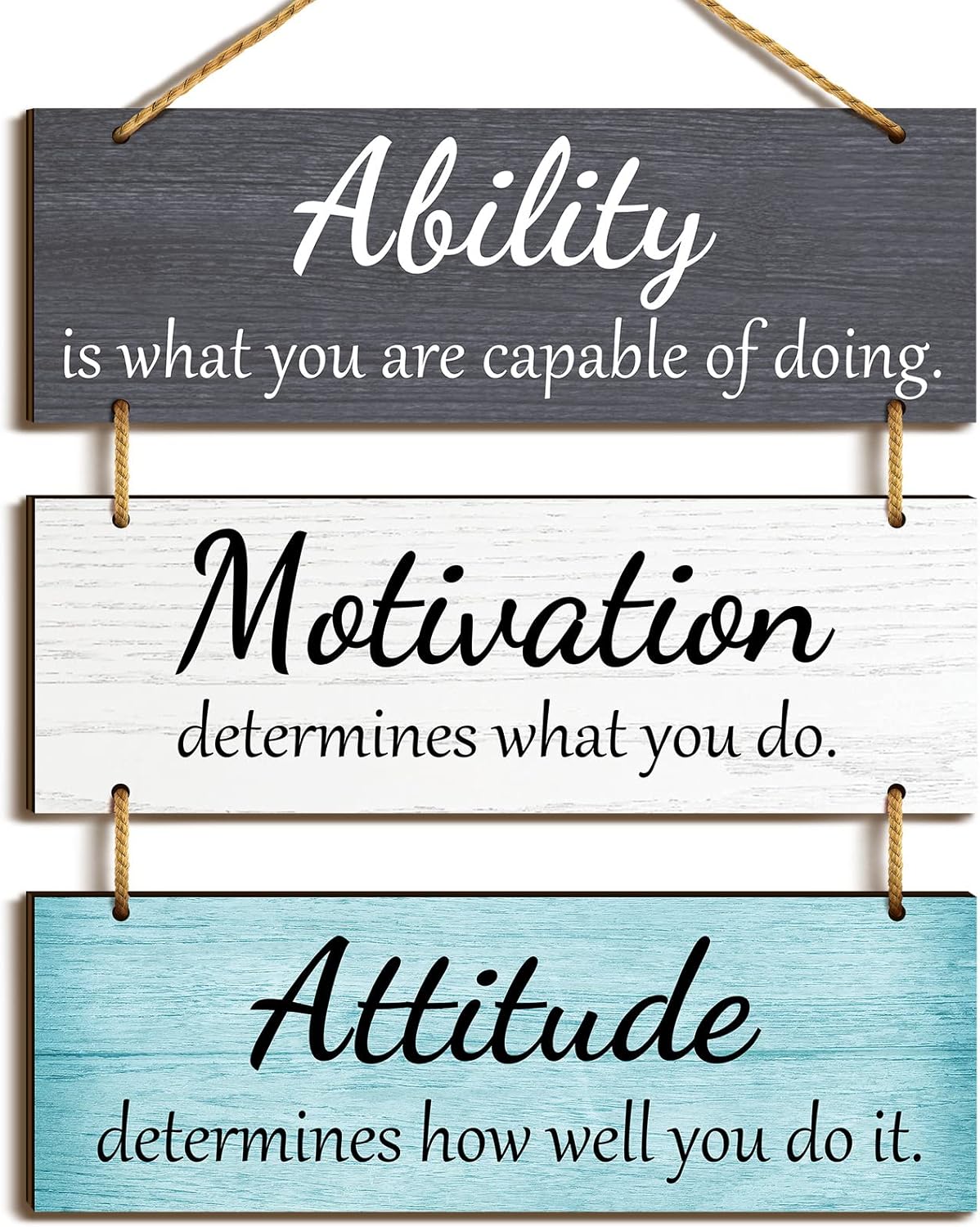 Jetec Office Wall Decor Inspirational Rustic Motivational Plaques with Sayings Wooden Hangings Ability Sign Bathroom for Home Office Art Decoration(Fresh Color)