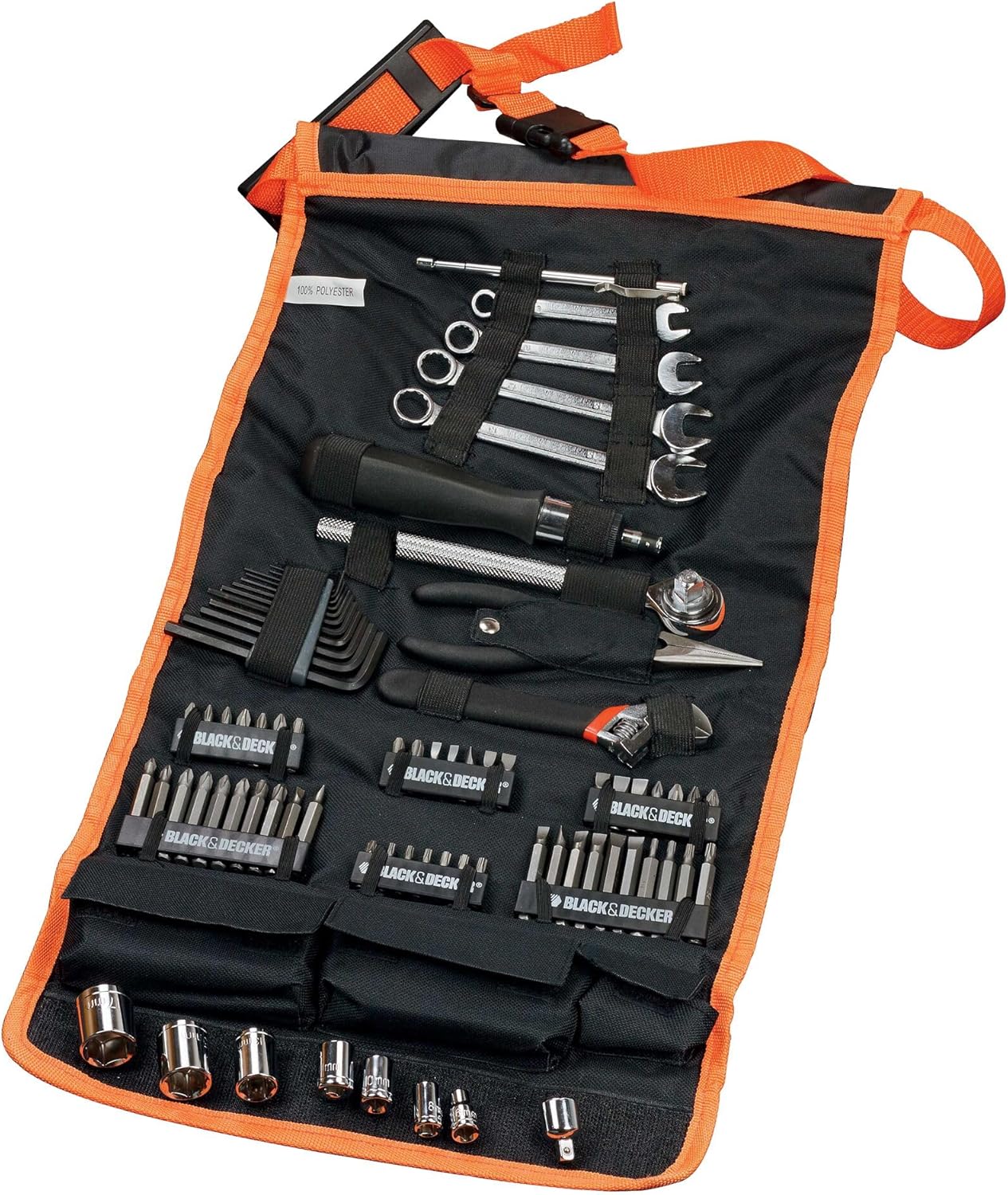 Black + Decker A7063-QZ 77 Piece Tool Accessories Roll Bag