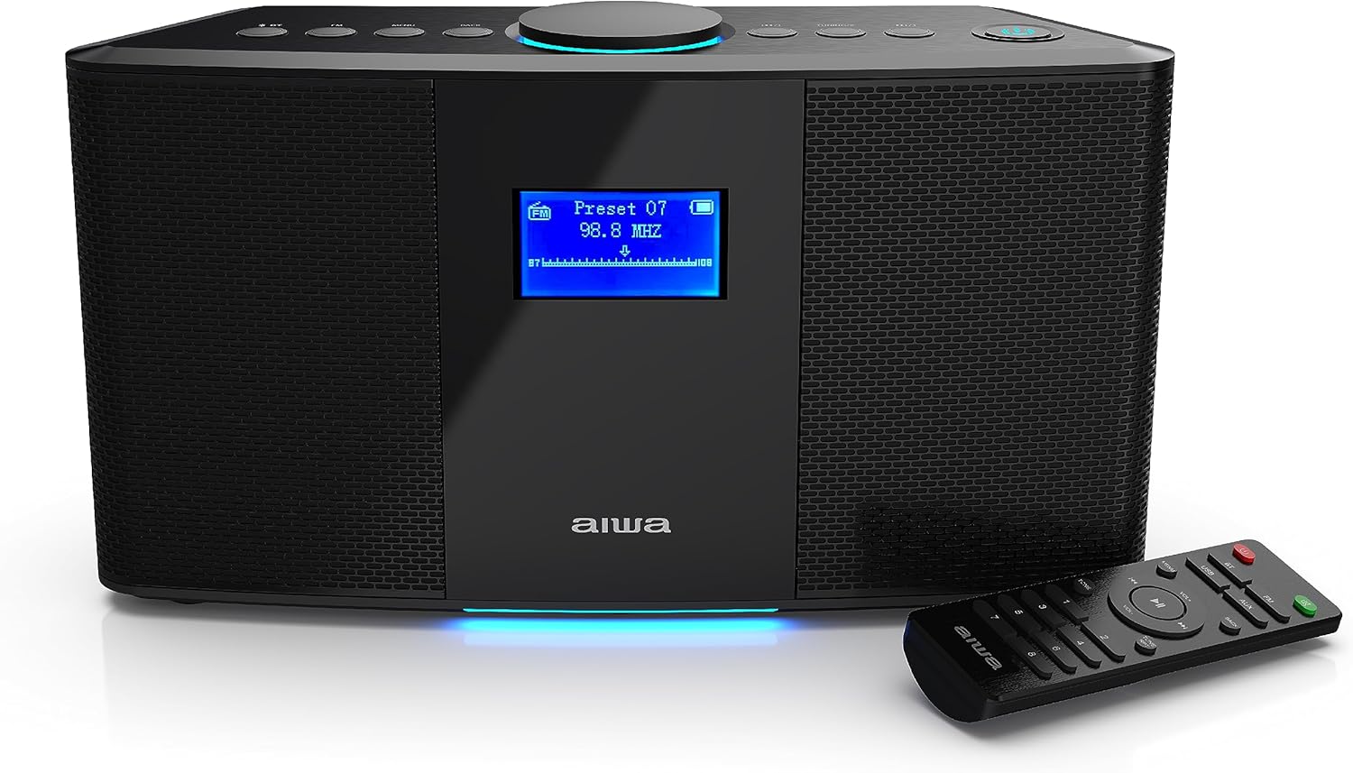 Aiwa Wireless Speaker - Unleash Powerful Sound and Versatile Connectivity - Experience Bluetooth Freedom, FM Radio, Clock, 20W RMS, LCD Display, and Alarm Clock Functionality