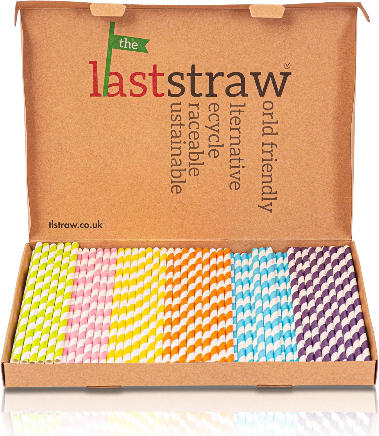 the Last Straw® - 100% Biodegradable Paper Drinking Straws (150 Pack)(Rainbow)