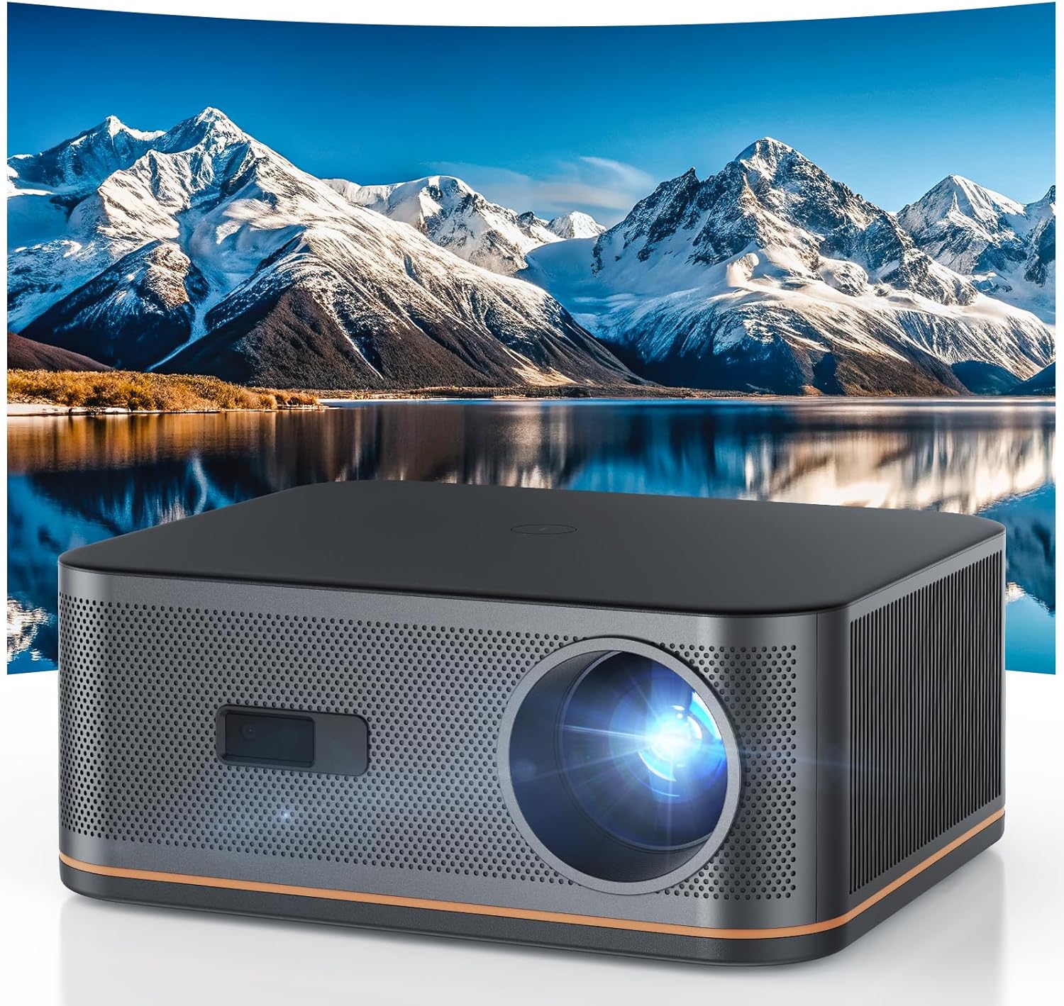 1500 ANSI 4K Full HD Projector with WiFi and Bluetooth, HAPPRUN Movie Home Theater with Auto Focus, 300'' Display for Indoor/Outdoor, Smart Proyector Compatible with Phone/TV Stick/PC/PS5