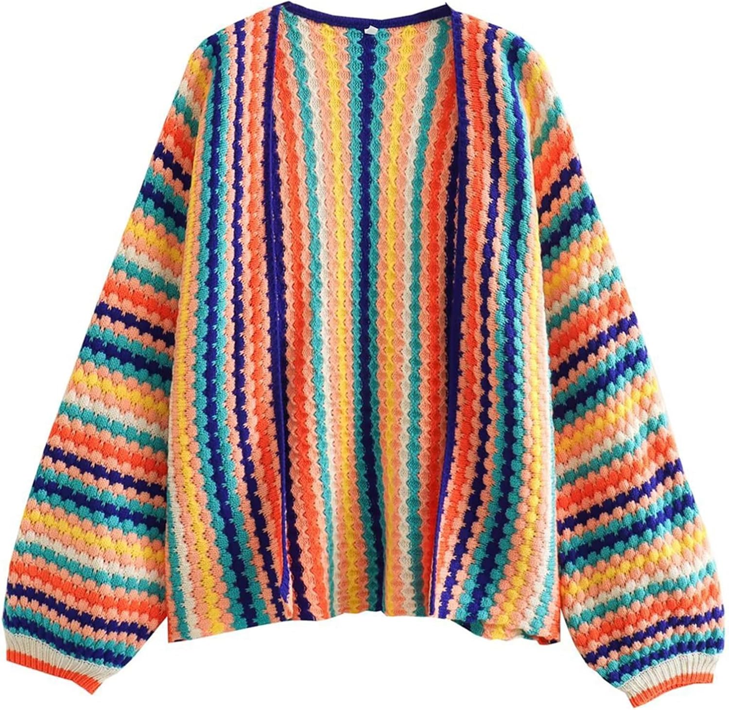 HOULENGS Women's Strawberry Print Button Down Long Sleeve V Neck Crop Cardigan Sweater