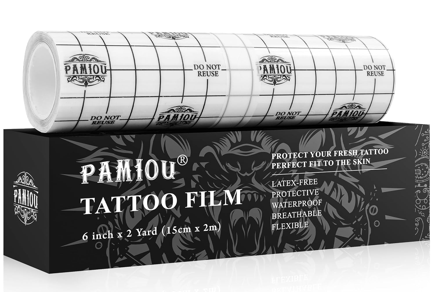 Second Skin Tattoo Cover Up Patch - 6 Inches x 2 Yards Tattoo Aftercare Bandage Wrap, Breathable, Waterproof, Transparent, Latex-Free Film, Protective Tape for Skin Recovery