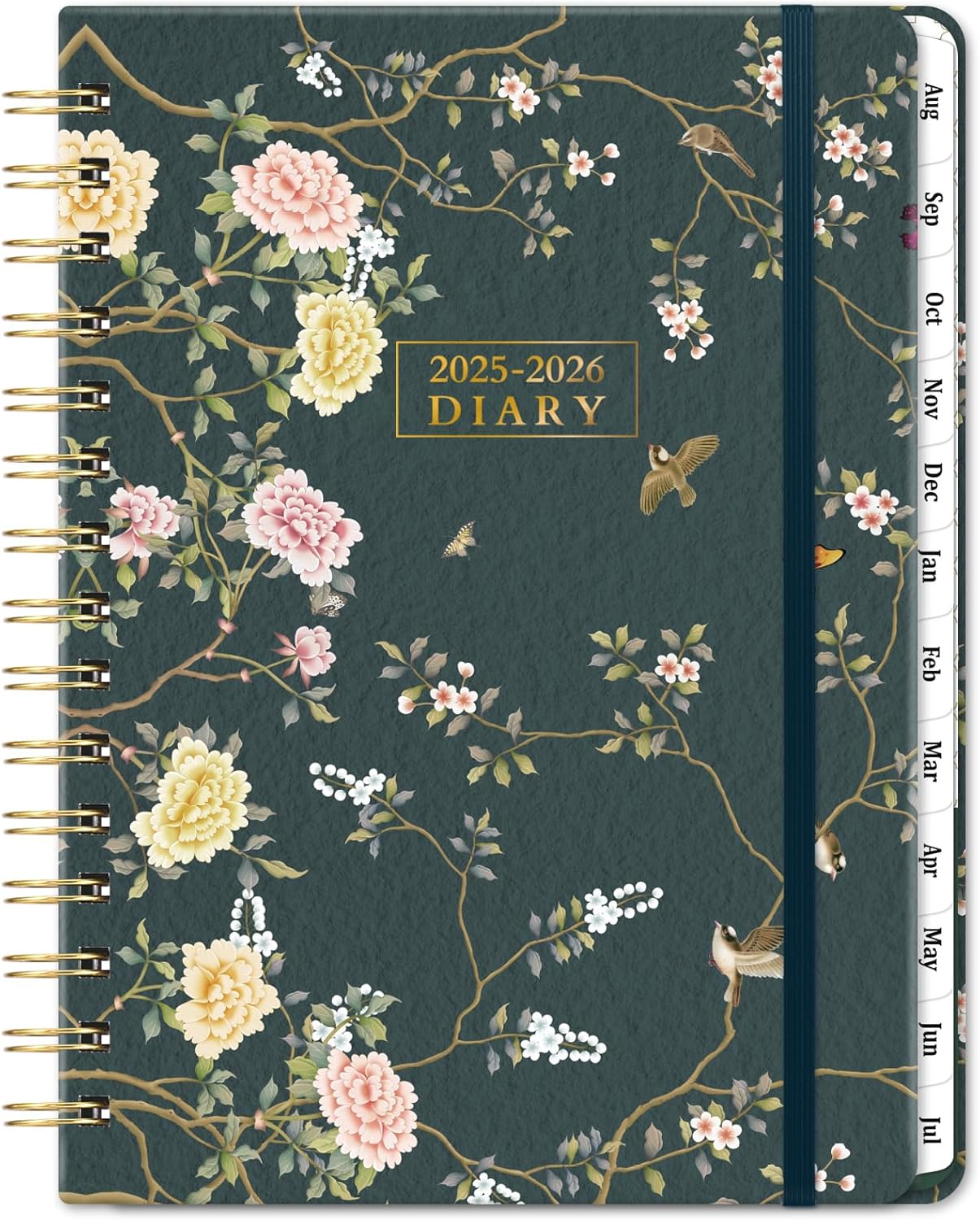 Academic Diary 2025-2026 - A5 Diary 2025-2026 Week to View, Runs from August 2025 to July 2026, with Beautiful Hardover and Twin-wrie Binding - Green, 21.5 x 15.5 x 1.5 cm