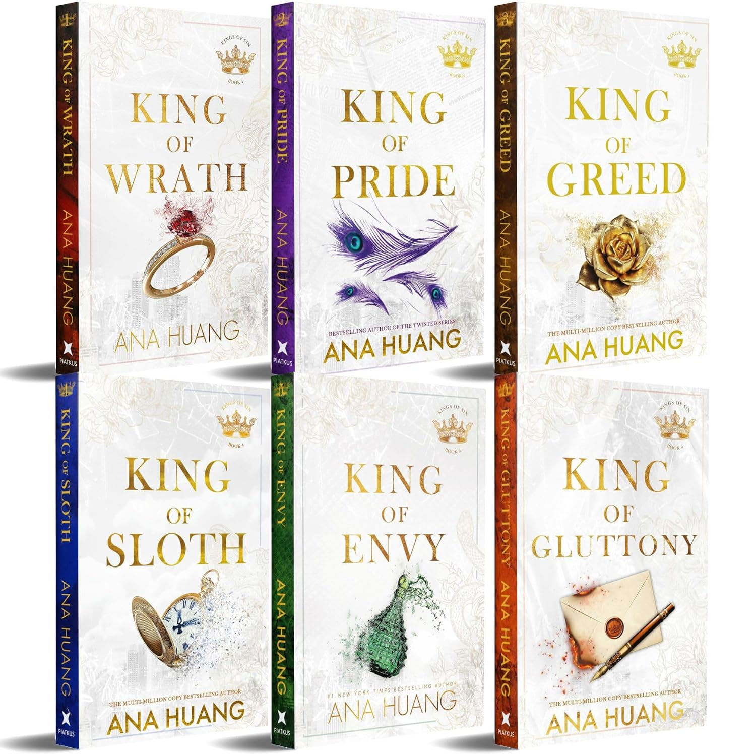 Kings of Sin Series Complete 6 Book Set by Ana Huang (King of Wrath, Pride, Greed, Sloth, Envy & Gluttony)