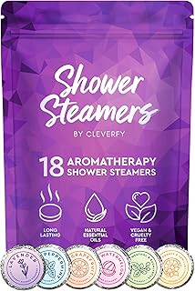 Cleverfy Shower Steamers Aromatherapy - 18 Pack of Shower Bombs with Essential Oils. Self Care Stocking Stuffers for Women and Teens and Christmas Gifts for Women. Purple Set