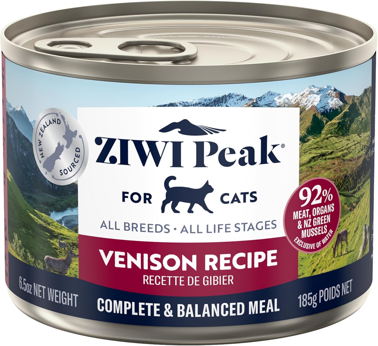 ZIWI Peak Grain Free Cat Food Tins - All Natural High Protein Pate - New Zealand Venison Recipe - 12 x 185g Multipack