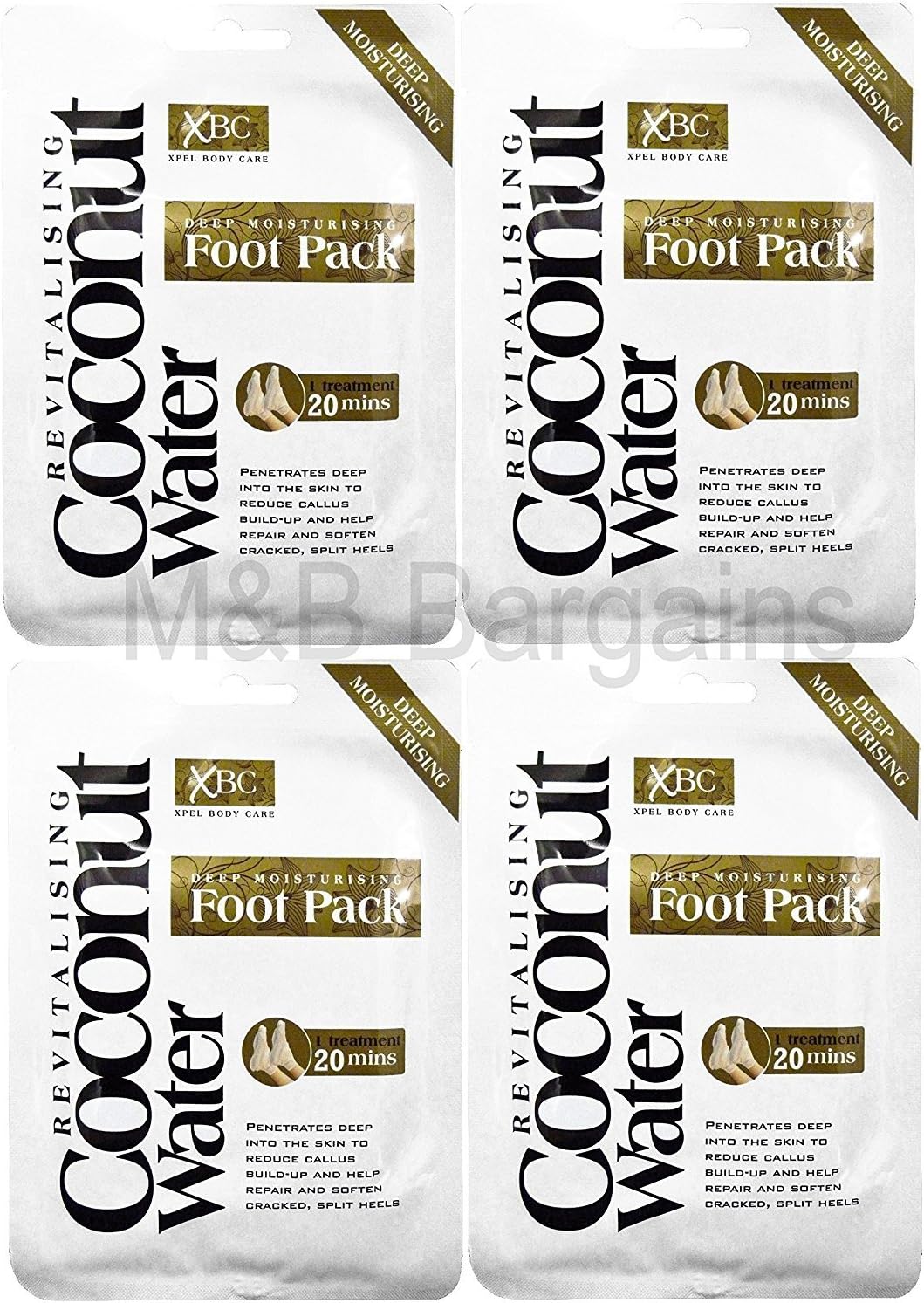 4 x Treatment Deep Moisturising Revitalising Coconut Water Foot Pack