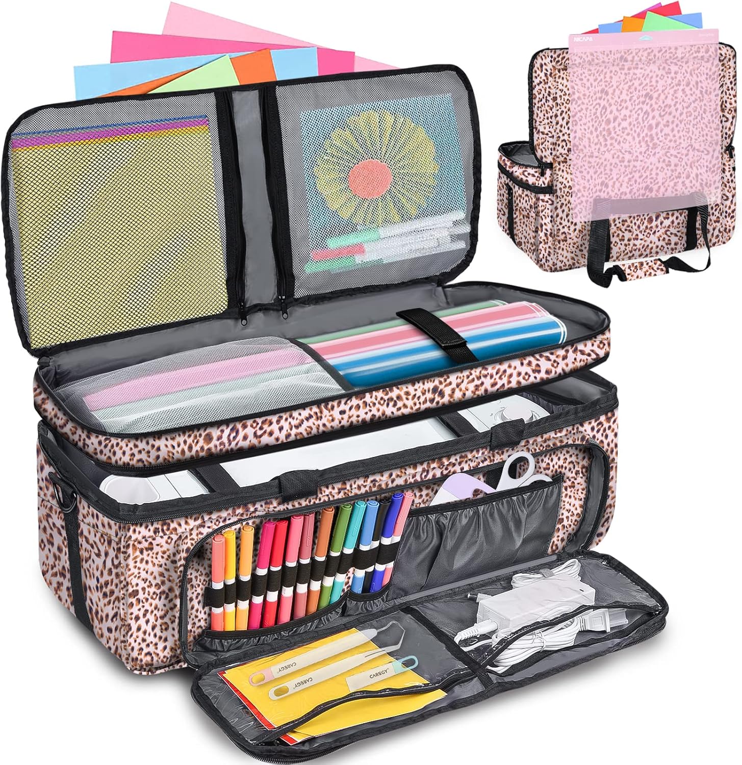 IMAGINING Carrying Case for Cricut Maker 3, Maker 4, Double-Layer Machine Bag with Cover for Cricut Explore 4, Explore 3, Explore Air 2, Storage Organizer for Cricut Accessories and Tools