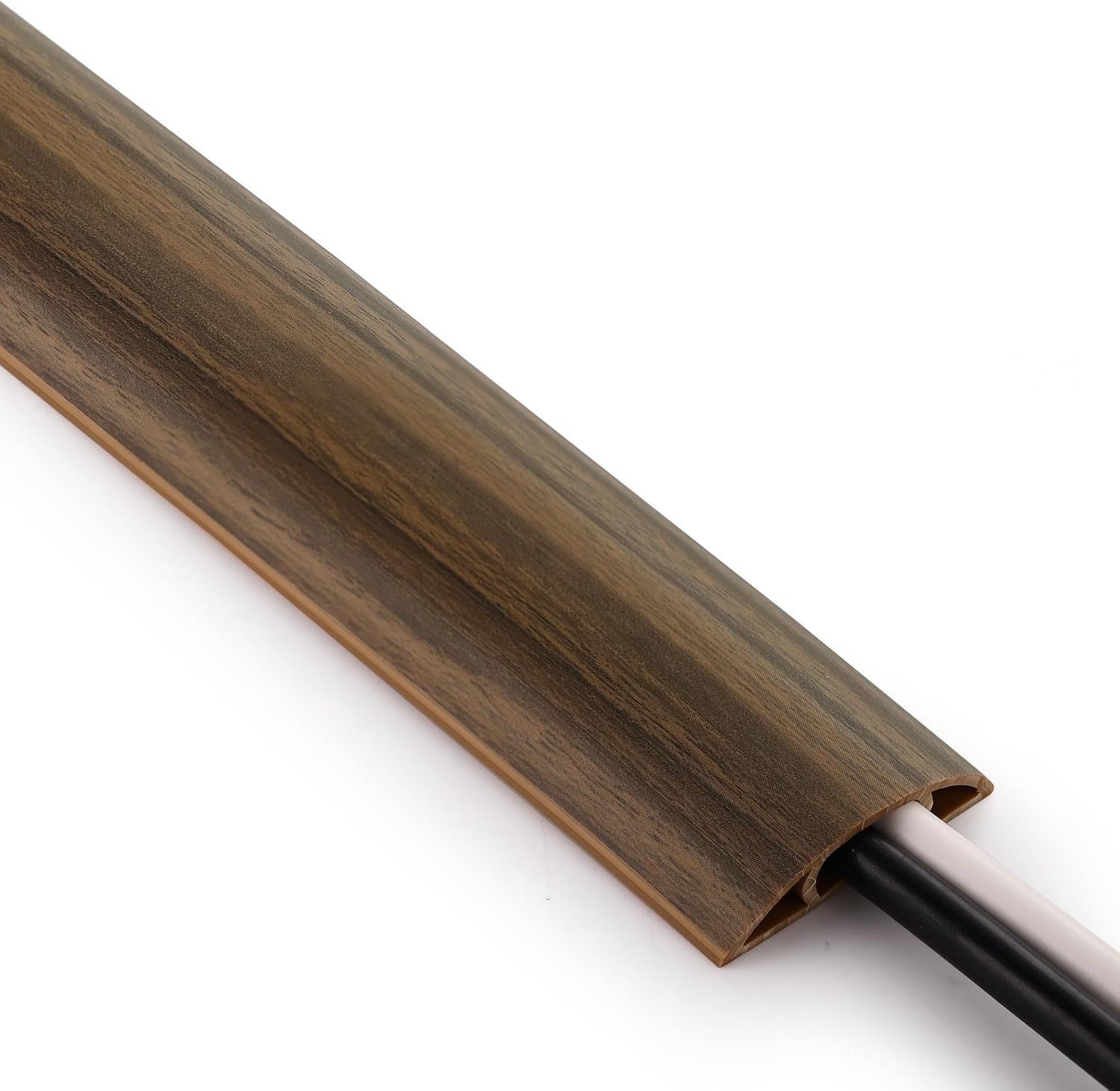 ZhiYo 10ft Floor Cord Cover, Cable Cavity 0.6" W x 0.3" H, Smoked Brown