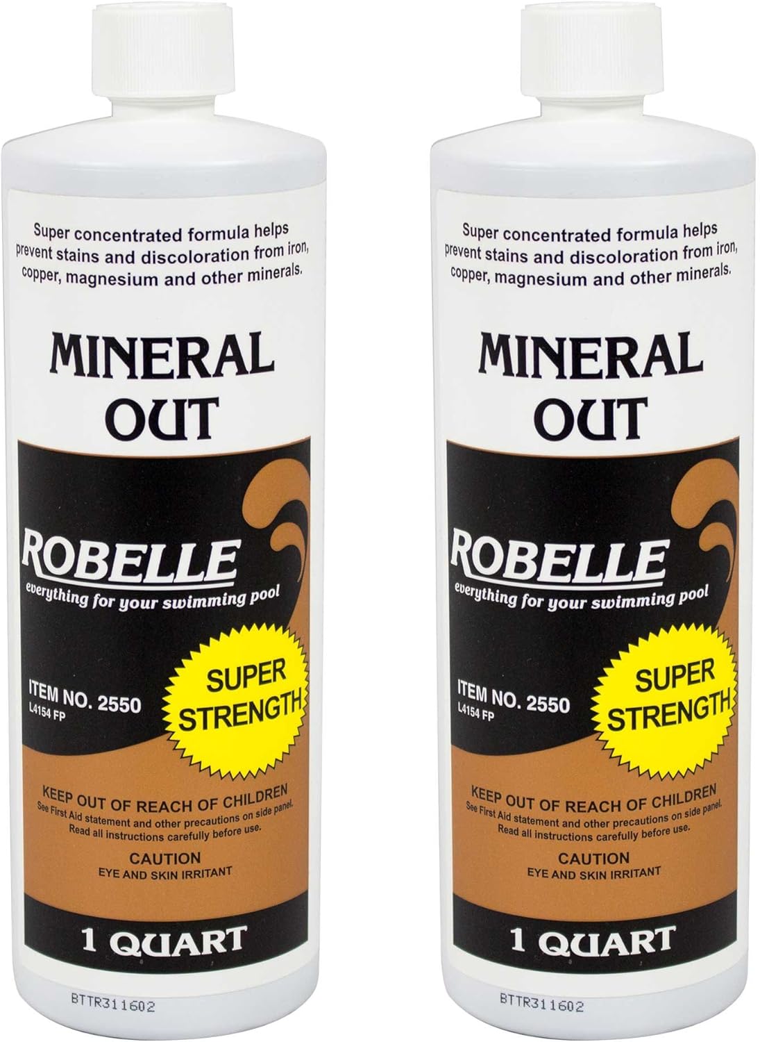 Robelle 1-Quart 2-Pack Concentrated Mineral Out, Pool Metal Remover, Stain Remover, Made in USA